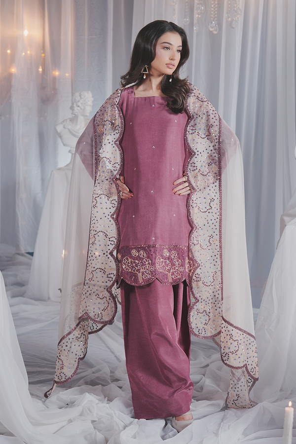 formal dresses for ladies in pakistan Deya Ruched Satin Gloves main image 1